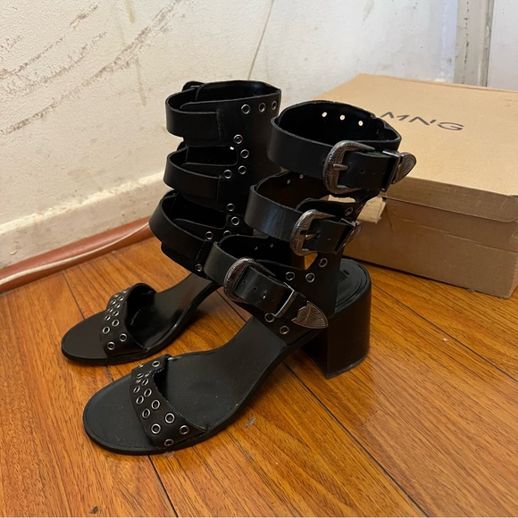 Mango Shoes - Mango studded western heeled sandals Size 6